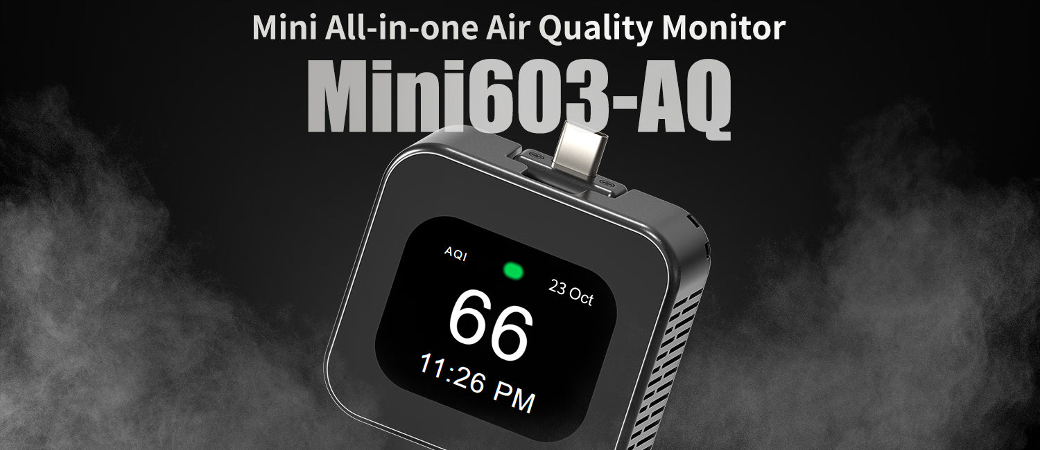 All-in-One Air Quality Monitor | WiFi Smart CO₂, PM2.5, PM10, VOC, AQI, Temperature & Humidity Detector | Home & Office Air Quality Sensor